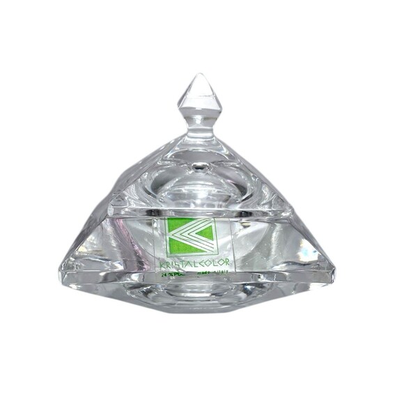 Kristalcolor Crystal Trinket Box Clear Cut Glass Deco Jewelry Keepsake Italy - Picture 2 of 13
